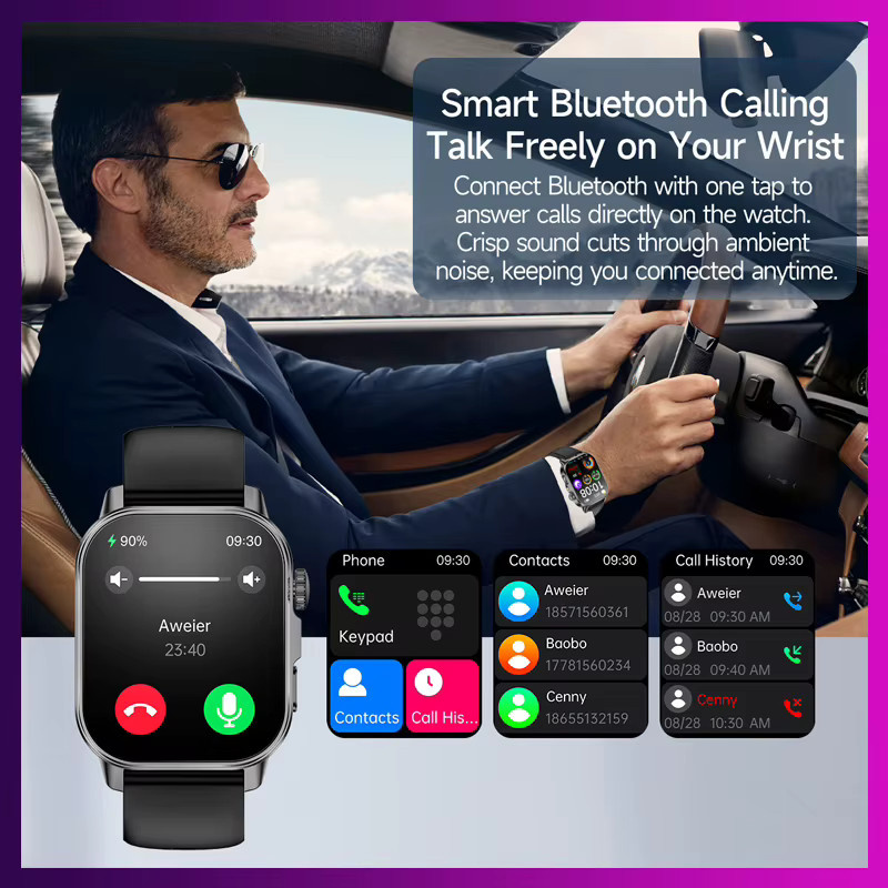 TAVYU Smartwatch mit EKG und PPG KI-Gesundheitsdiagnose, Herzfrequenz-Tracker und HD-Anruffunktion, Schwarz - Bild 6