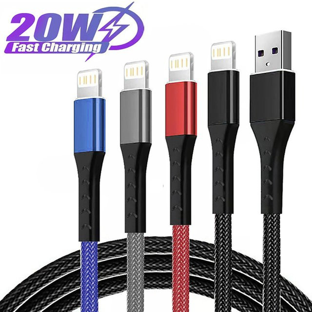 20W USB-A auf Lightning Ladekabel aus Nylon in Grau für iPhone und iPad - Bild 1