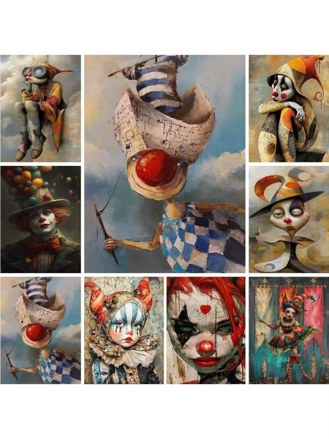 KAYOU Ölgemälde nach Zahlen, Clowns, Leinwand, Bunt / Mehrfarbig - Bild 2