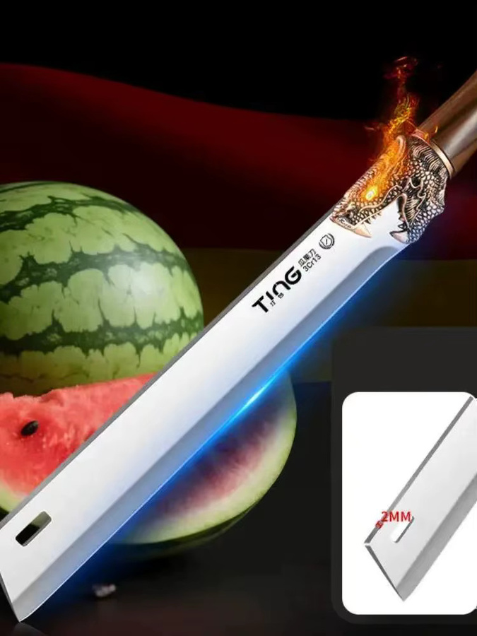 PLYS Obstmesser aus Edelstahl in Silber zum Schneiden von Wassermelonen und Drachenfrucht mit erweitertem Griff - Bild 6