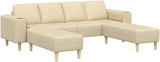vidaXL Eckcouch 3-teilig in Beige, modernes L-Shape Wohnzimmer-Sofa mit Stoffbezug - Bild 1