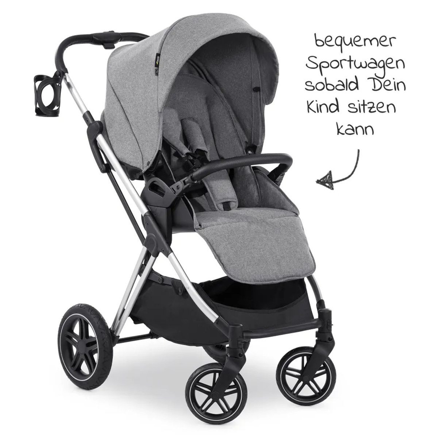 Hauck Kombi-Kinderwagen Vision X Duoset 3in1 mit Babywanne und Sportsitz in Melange Grey/Silver/Black - Bild 7