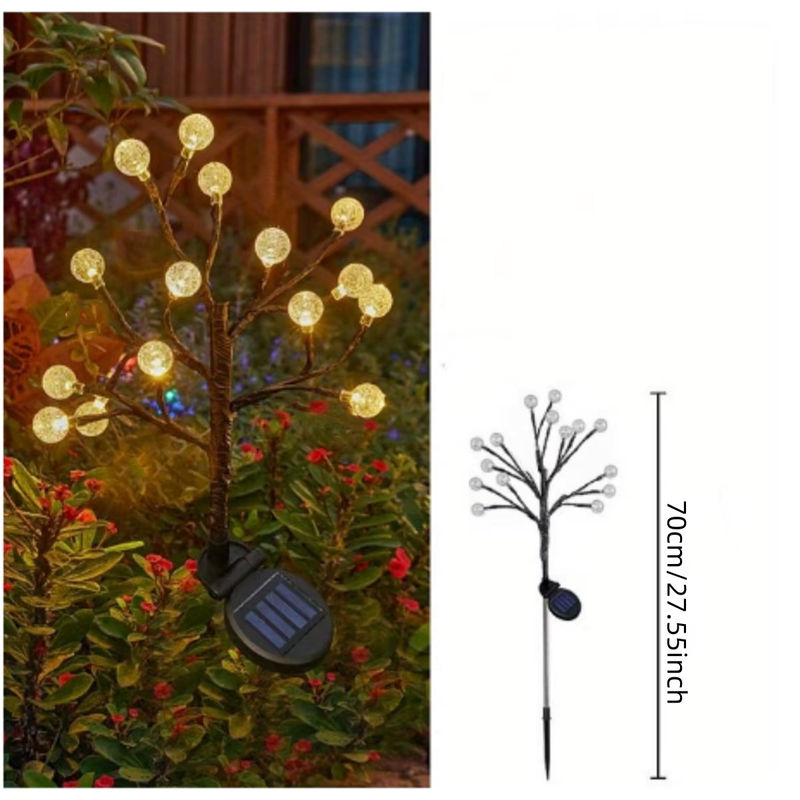 Solar Kristall Ball Lichterkette mit 15 LEDs im Baumzweig Design, Wasserdichte Solar Gartenleuchten für Boden und Wege - Bild 4