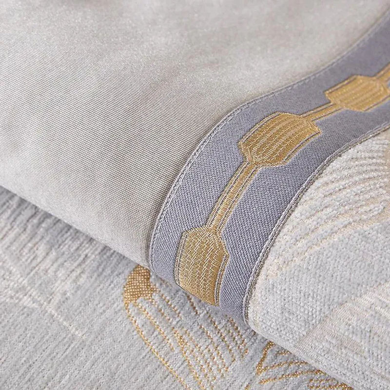 Rutschfester Jacquard-Sofabezug mit Goldstickerei in Beige, modern gestreift, B/T/H: 70 x 70 cm - Bild 3
