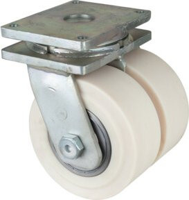 BS Schwerlastdoppelrolle S100.B16.400 mit Schraubbefestigung aus Kunststoff in Weiß - Bild 1