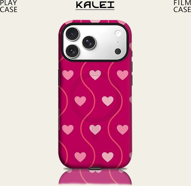 Potdemiel Handyhülle Fuchsia Wave & Heart für iPhone 17 16 15 14 13 Pro Max Plus, robuste doppelschichtige Hülle mit Magnetfunktion - Bild 1