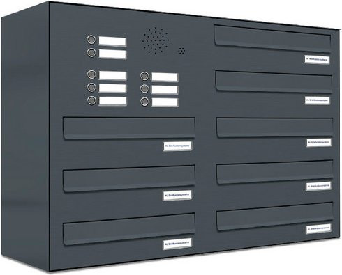 AL Briefkasten-System für 8 Parteien mit Zaundurchwurf, grau, B/H/T: 153,204 x 57,5 x 27,5 cm - Bild 1