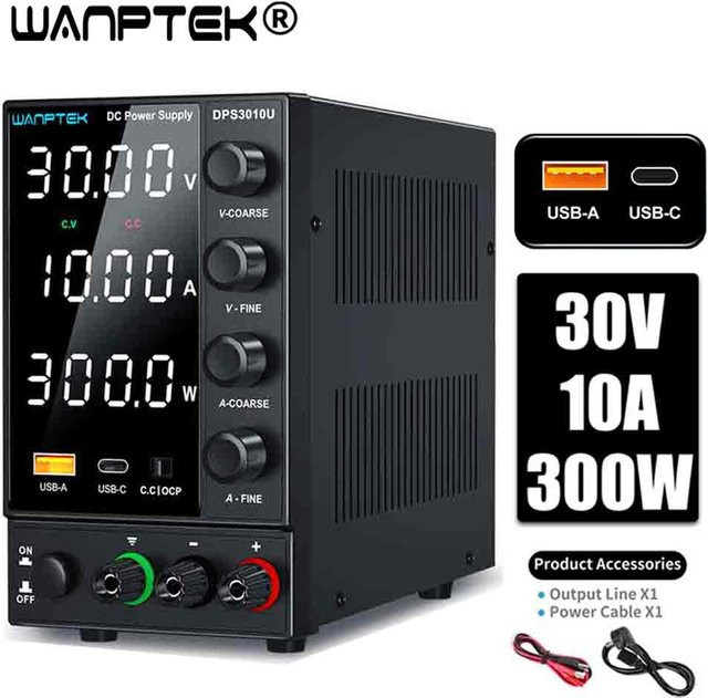 Wanptek Labor-Tischnetzteil Schaltnetzteil Schwarz mit LCD-Anzeige und Regler - Bild 1