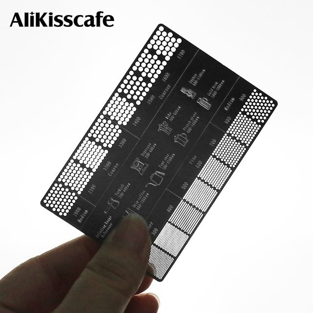 ALIKISSCAFE Referenzkarte zur Messung der Kaffeemahlgrad-Dicke für Espresso und Barista-Zubehör aus Metall - Bild 1