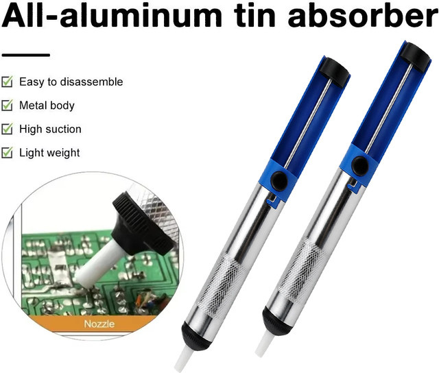 Aluminium Entlötpumpe in Silber zur Zinnentfernung als Vakuum-Werkzeug - Bild 1