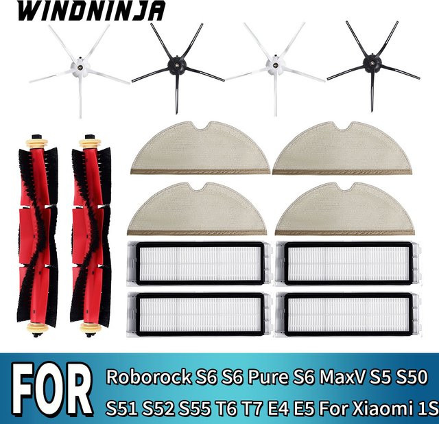 Roborock Staubsauger-Zubehör Set mit Bürsten, HEPA-Filtern und Mopps für S6, S6 Pure, S6 MaxV, S5, S50, S51, S52, S55, T6, T7, E4 und E5 sowie Xiaomi 1st Generation - Bild 1