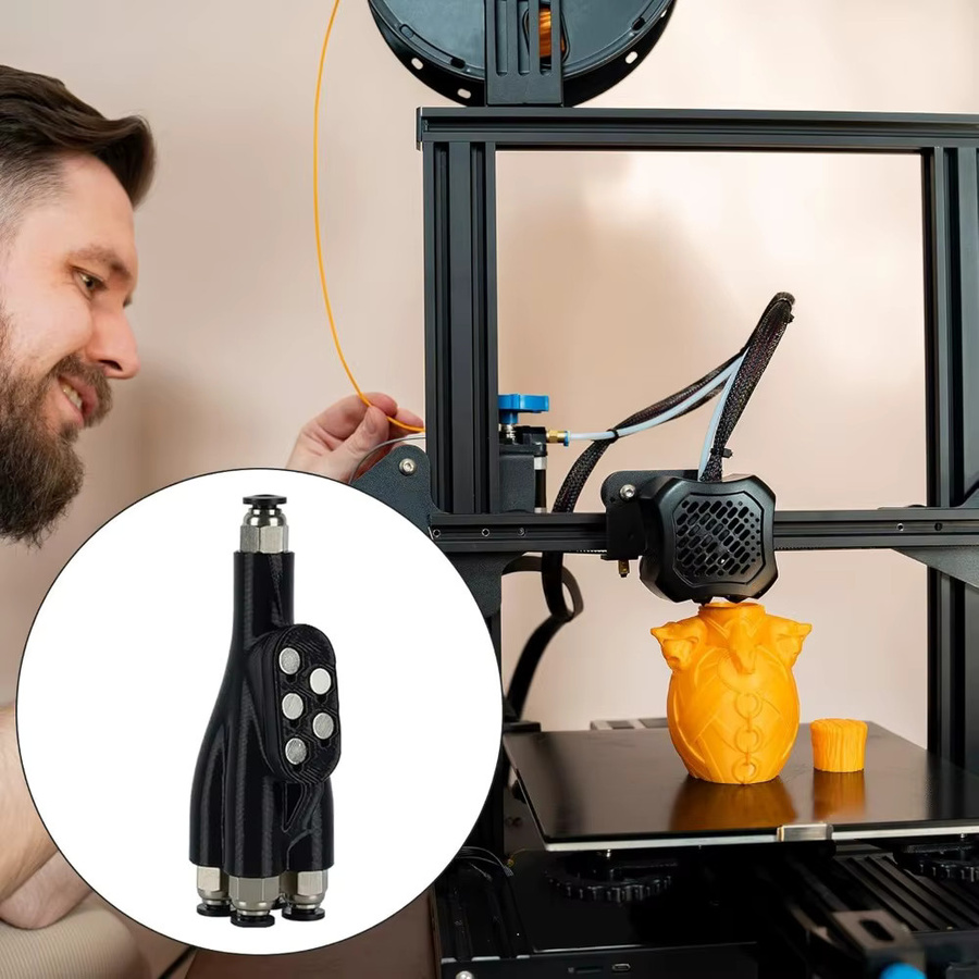Bambu Lab 4-in-1 PTFE-Adapter für AMS-Schlauchanschluss und Filament-Zufuhrrohr, Schwarz - Bild 2