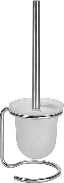 Brillantbad BEO WC-Bürstengarnitur mit Glasbehälter aus Edelstahl matt und weißer Bürste, freistehend, B/T/H: 11,0 x 40,0 x 13,8 cm - Bild 1
