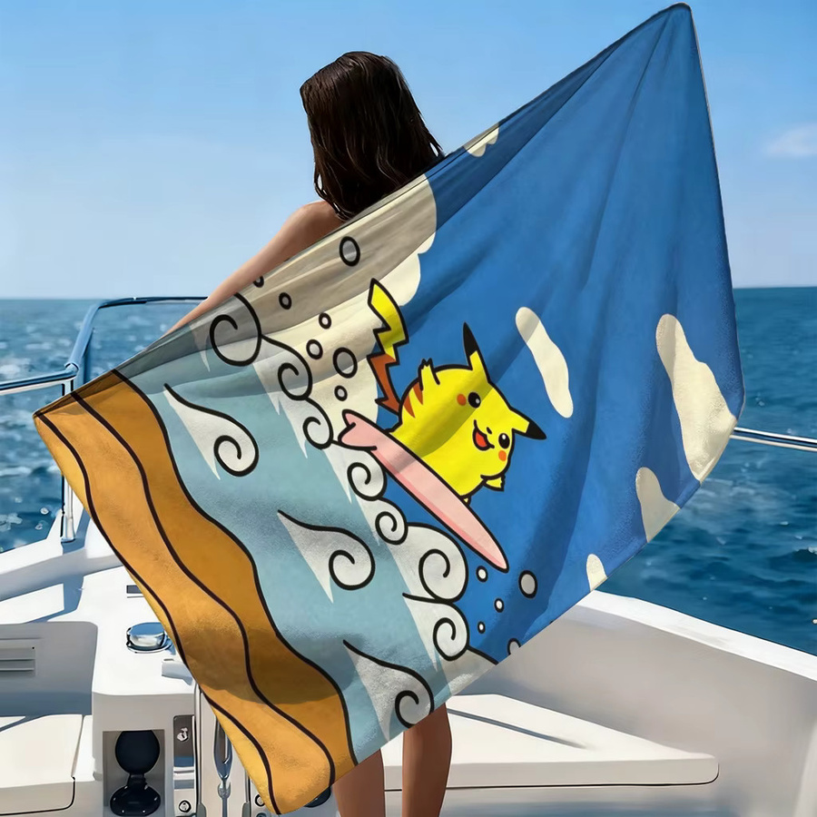 Potdemiel Pikachu Surfing Pokemon Spirit Strandtuch, schnelltrocknendes Handtuch, Multicolour - Bild 2