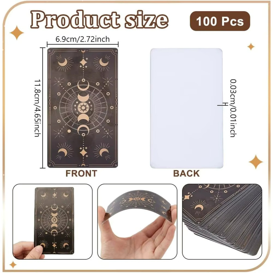 100 Stück leere Tarotkarten mit Design auf der Rückseite zum Beschriften, Breite: 6,9 cm, Höhe: 11,8 cm - Bild 2