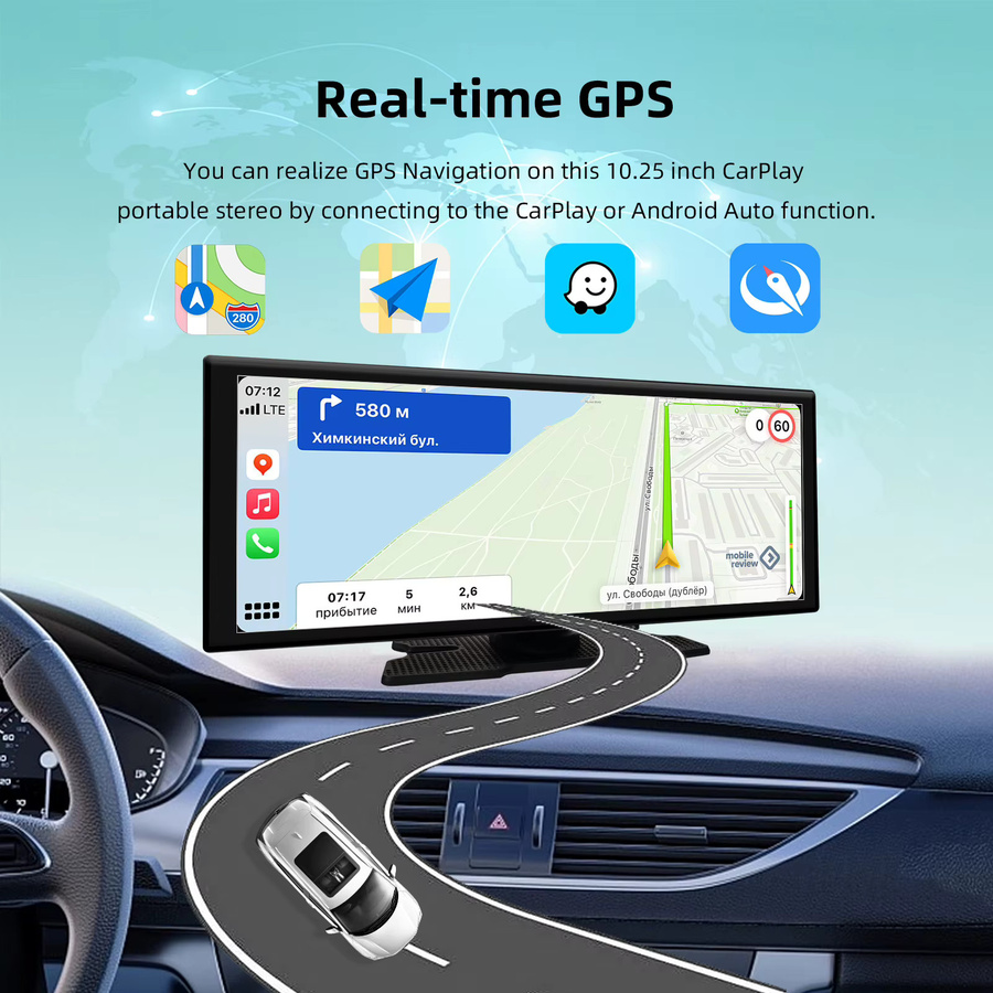 Ezonetronics Tragbares Auto-Display mit 10,26 Zoll 4K Touchscreen, Kabelloses Apple CarPlay und Android Split-Screen System, Schwarz - Bild 4