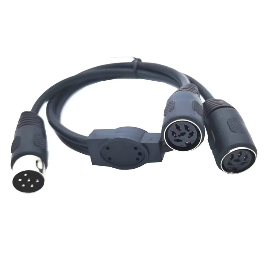 BSN MIDI 4PIN 2 in 1 Kabel Konverter: 1x MIDI DIN Stecker auf 2x Buchse Y-Splitter Adapter, Schwarz, Länge: 50 cm - Bild 2