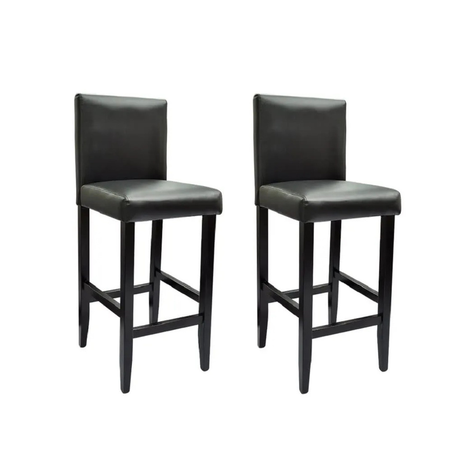vidaXL Barhocker 2er Set in Schwarz aus Kunstleder im klassischen Design - Bild 2