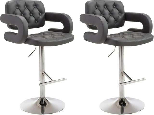 CLP 2er Set Barhocker Dublin Grau mit Armlehnen und 360 Grad Drehsitz - Bild 1