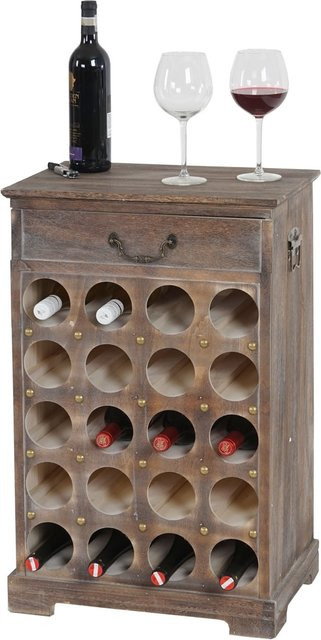 Weinregal Torre T324 von MCW in Braun im Shabby-Look für 20 Flaschen, B/T/H: 76 x 48 x 31 cm - Bild 1