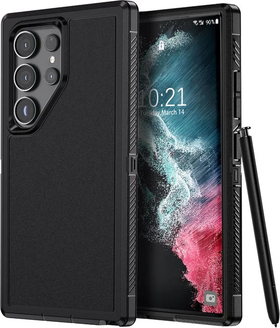 Robuste Dual Layer Hybrid Schutzhülle für Samsung Galaxy S25 S24 S23 Ultra Plus FE in Schwarz - Bild 1