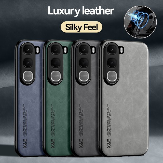 EUCAGR Luxus PU Leder Magnetische Stoßfeste Handyhülle für VIVO Y31 5G und VIVO Y21D 4G in Schwarz mit Metallplatte - Bild 1