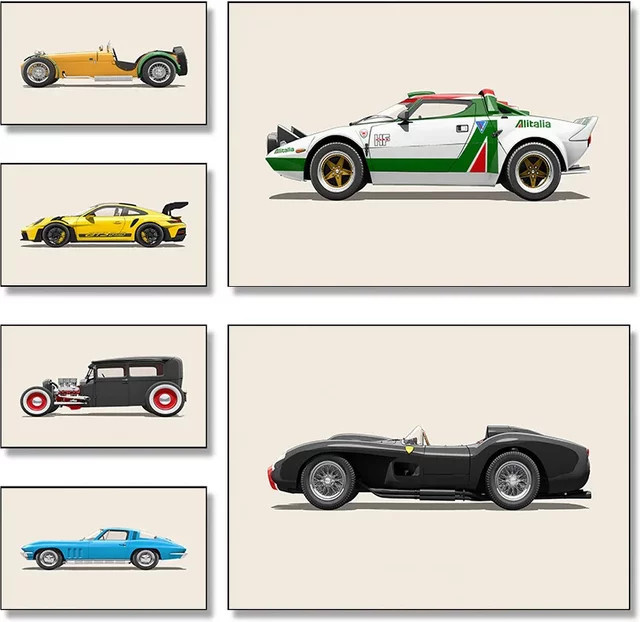 Potdemiel Leinwand Poster Sportwagen Supercars Wandkunst Rahmenlos - Bild 1