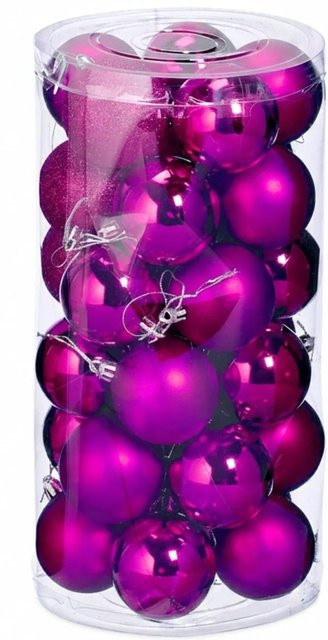 Relaxdays Weihnachtskugeln aus Kunststoff in Pink, 30er Set, bruchsicher - Bild 1