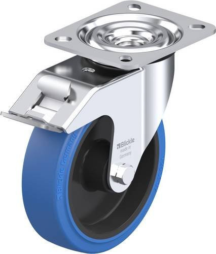Blickle Lenkrolle L-POEV 125R-FI-SB mit Feststeller in Blau und Schwarz, Rad-Durchmesser: 125 mm, Tragfähigkeit: 250 kg - Bild 1