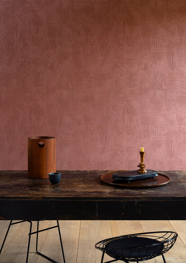 Arte Tapete Tamba in Burgundy mit abstraktem und geometrischem Design - Bild 1