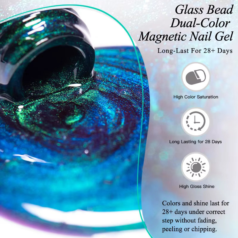 MEET ACROSS Glasperle Dual-Color Cat Magnetic Gel, Galaxy Effect - Bild 6