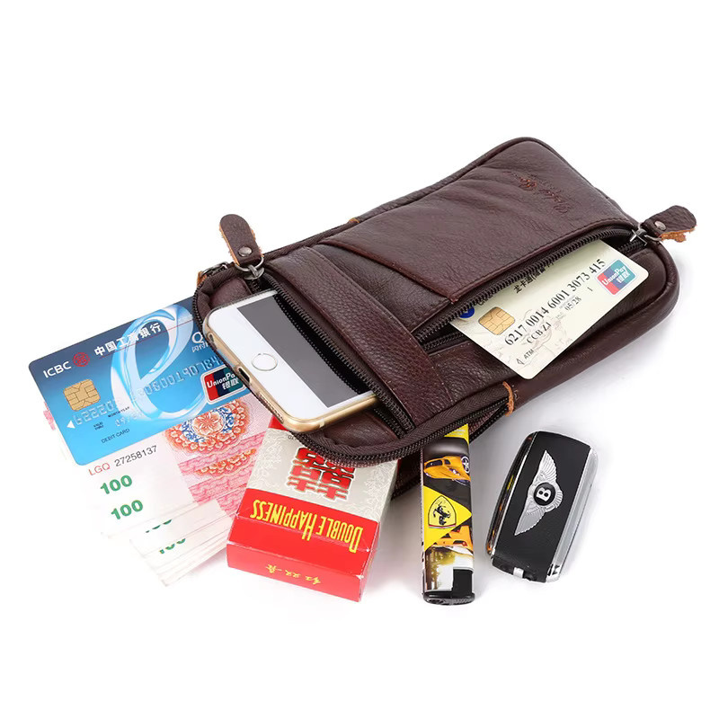 XhaoR Vintage Leder Umhängetasche für Herren als Multi-Funktions Gürtel- und Schultertasche in Schwarz oder Braun - Bild 3