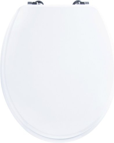 Cornat WC-Sitz BERN in D-Form aus MDF in Weiss, B: 37,5 cm, T: 45,5 cm, H: 3,45 cm - Bild 1