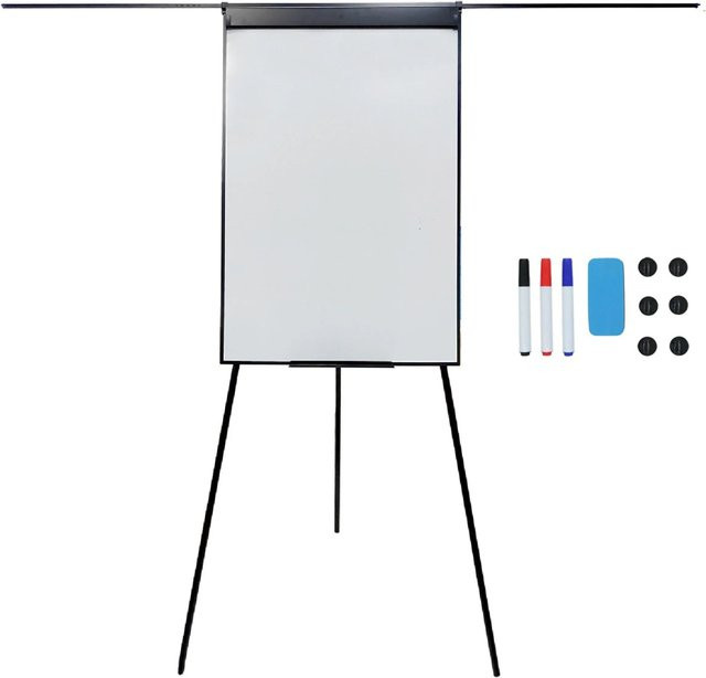 Relaxdays Flipchart Whiteboard aus Aluminium in Schwarz, magnetisch und höhenverstellbar, B: 100 cm, H: 175 cm - Bild 1