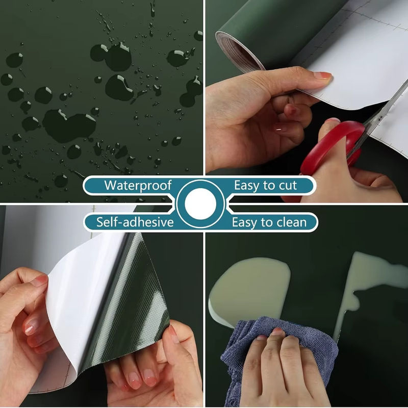Selbstklebende Tapete DZQ aus wasserfestem Kontaktpapier in Dunkelgrün für Wohnzimmer, Küche und Schlafzimmer - Bild 2