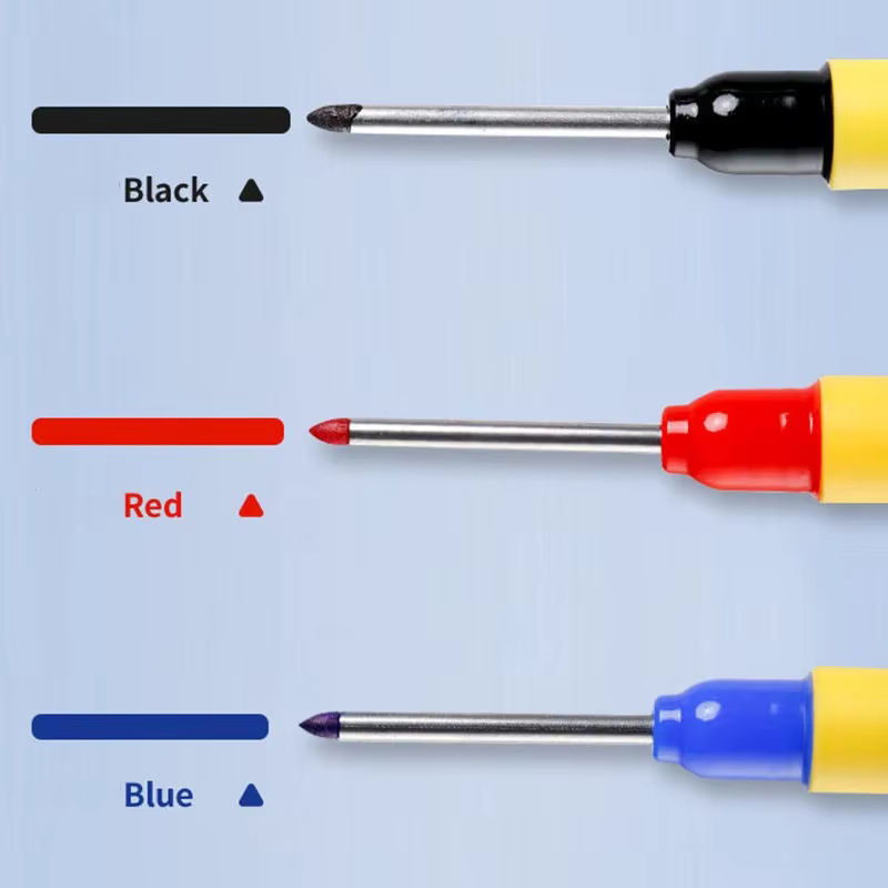 MROOFUL 6er Set Mehrzweck Kennstift mit langem Kopf für Holzbearbeitung und Dekoration, wasserfest, Farben: Rot, Blau, Schwarz - Bild 4