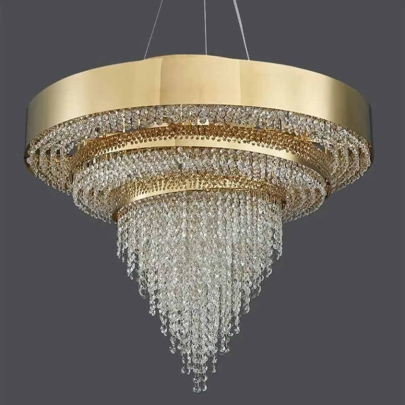 TAONUANSHU LED Kristall Pendelleuchte in Gold mit transparentem Design für Wohnzimmer und Esszimmer - Bild 2