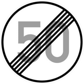 Verkehrszeichen VKZ.278-50 Ronde Ende 50 km/h aus Aluminium, Durchmesser: 60 cm, Farbe: Weiß - Bild 1