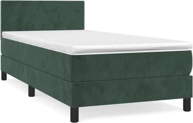 vidaXL Boxspringbett mit Matratze Dunkelgrün Samt B/T: 90 x 200 cm - Bild 1