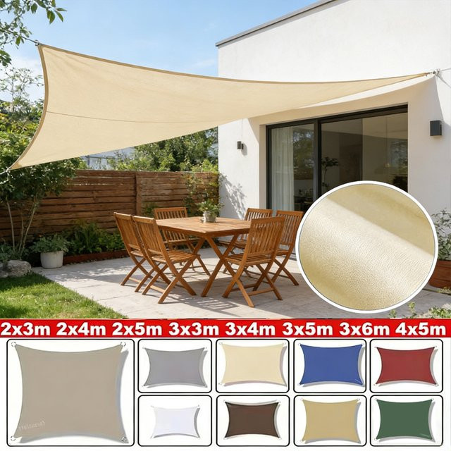 Wasserdichtes Outdoor-Sonnenschutzsegel aus Polyester in Grau - Bild 1