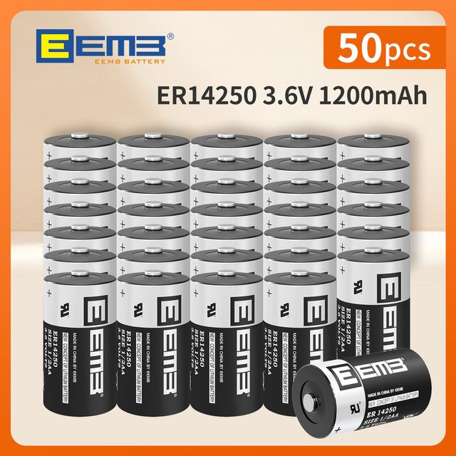 EEMB ER14250 3,6V Lithium-Batterie 1200mAh, 50 Stück nicht wiederaufladbare Batterien für Smart Meter und IoT-Sensoren - Bild 1