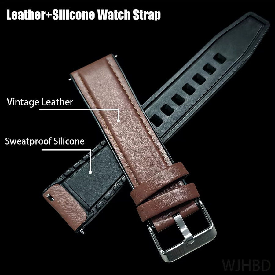 Xiaomi Uhrenarmband, Leder, Silikon, Vintage, Schwarz, 22 mm - Bild 2
