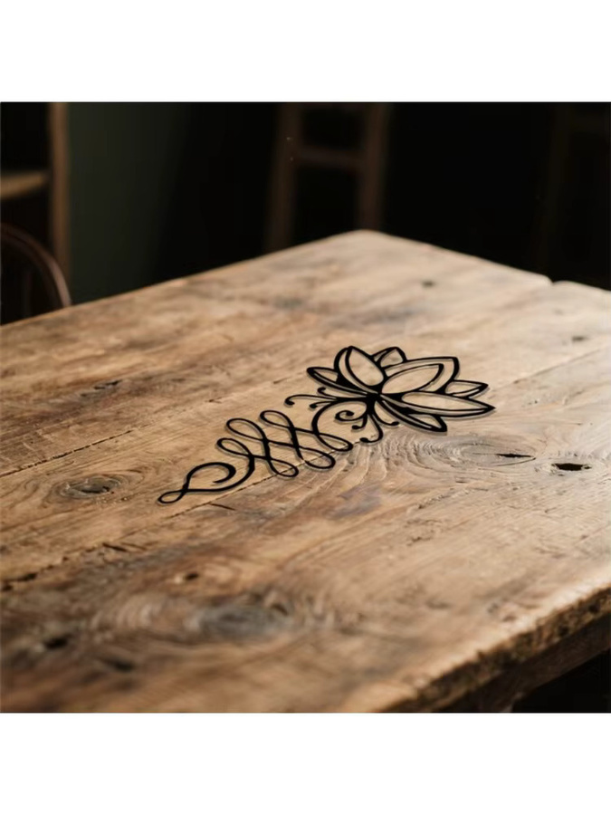CIFBUY Lotusblumen Metallwandkunst Schwarz – Minimalistische 2D Flache Skulptur mit floralem Design für Wohnzimmer, Schlafzimmer und Büro - Bild 6