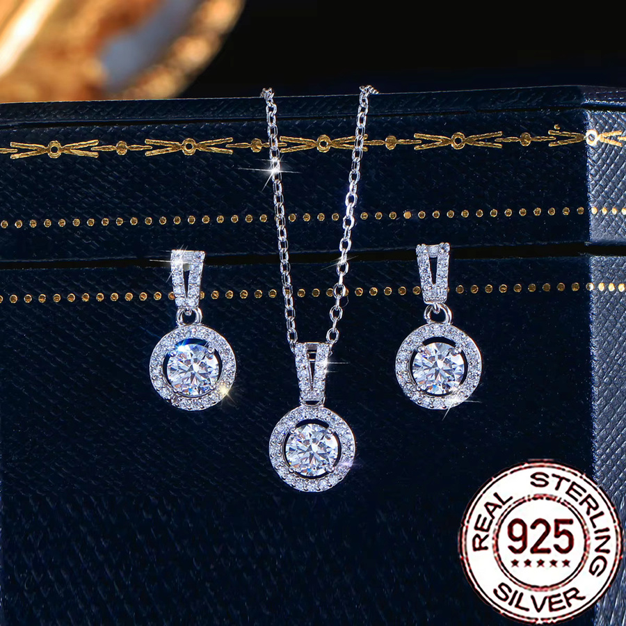 CWWZircons Schmuck-Set Halskette, Ohrringe, 925 Silber, Zirkonia, Damen - Bild 3