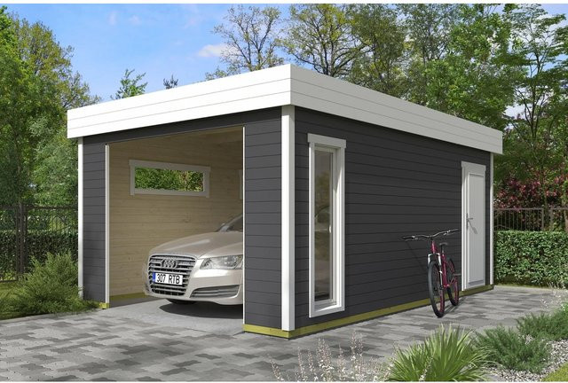 Lasita Blockgarage Bahamas Maja in Carbongrau ohne Tor B: 360 cm x T: 540 cm - Bild 1