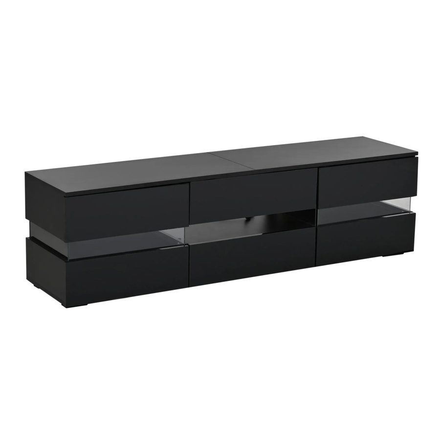 okwish TV Schrank mit LED Türen in Hochglanz Optik, Schwarz, B/T/H: 160 x 39 x 45 cm - Bild 2