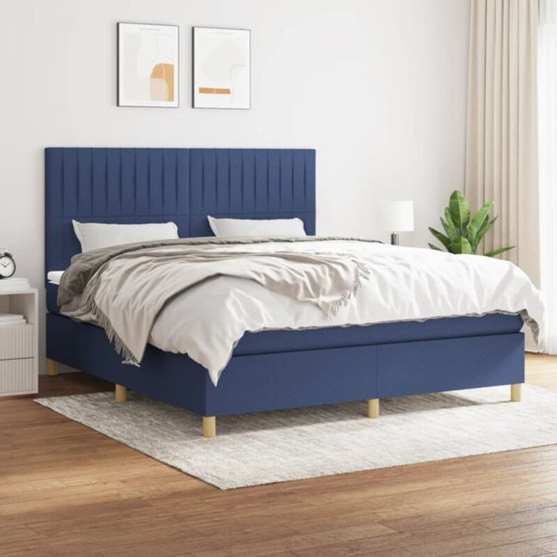 Vidaxl Boxspringbett mit Matratze in Blau aus Stoff und Holzwerkstoff B/T: 160 x 200 cm - Bild 1