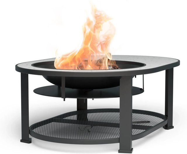 Blumfeldt Merano Circolo L 3-in-1 Feuerschale mit Grillfunktion und Tischnutzung, Farbe Weiß, Durchmesser: 122 cm - Bild 1