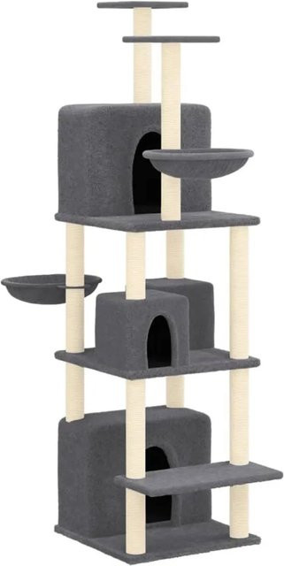 vidaXL Kratzbaum für Katzen in Grau mit Sisal-Kratzsäulen, Hängematte und Höhle, Höhe: 180 cm - Bild 1