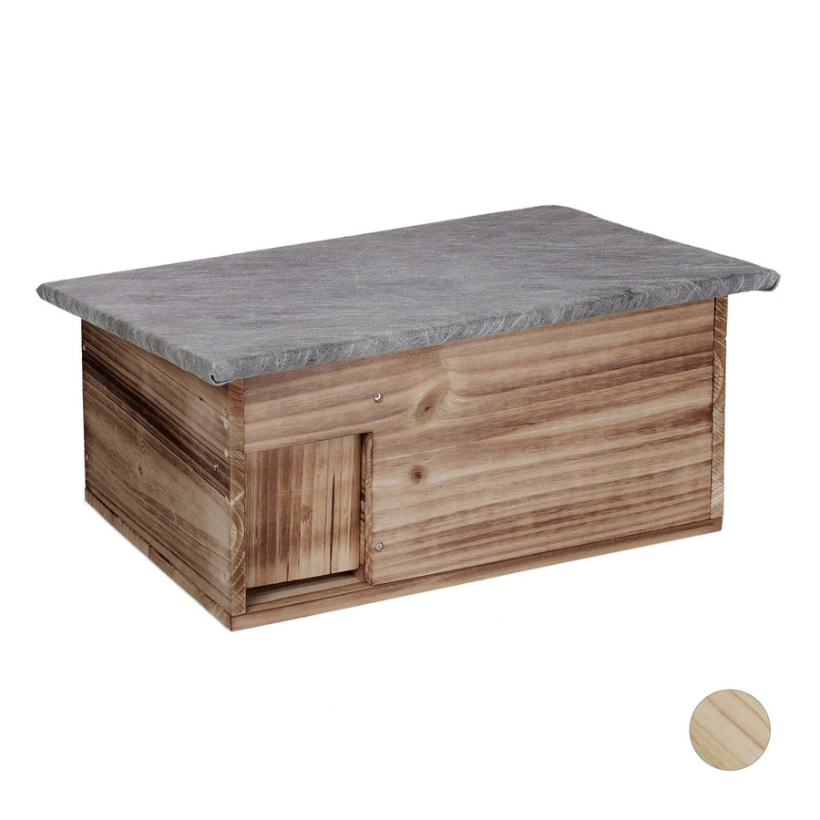 Relaxdays Igelhaus Bausatz aus geflammtem Tannenholz in Braun, Wasserdicht, B/T/H: 46 x 21 x 34 cm - Bild 2